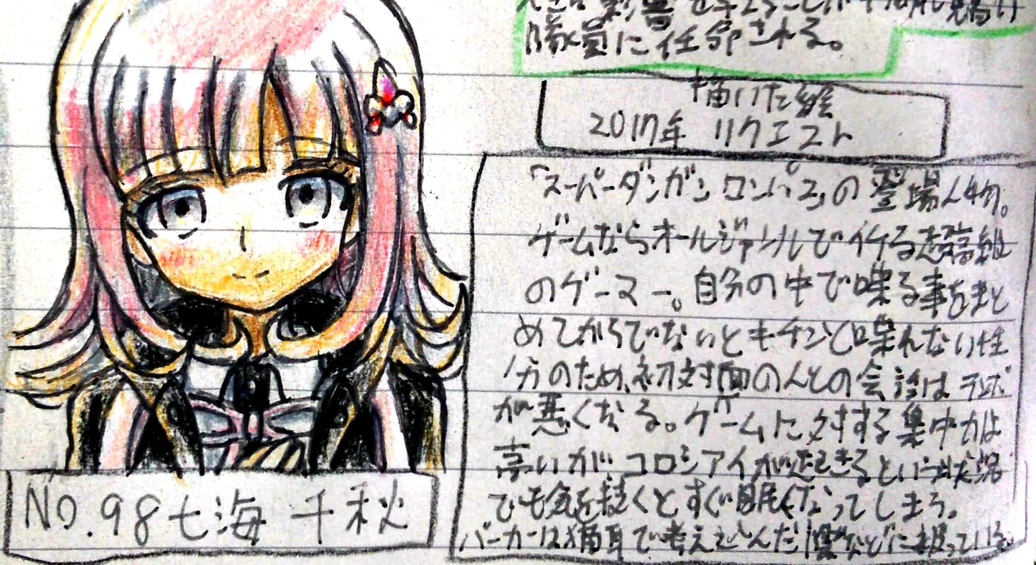 ダンガンロンパ 直筆原画 作画 大判 七海