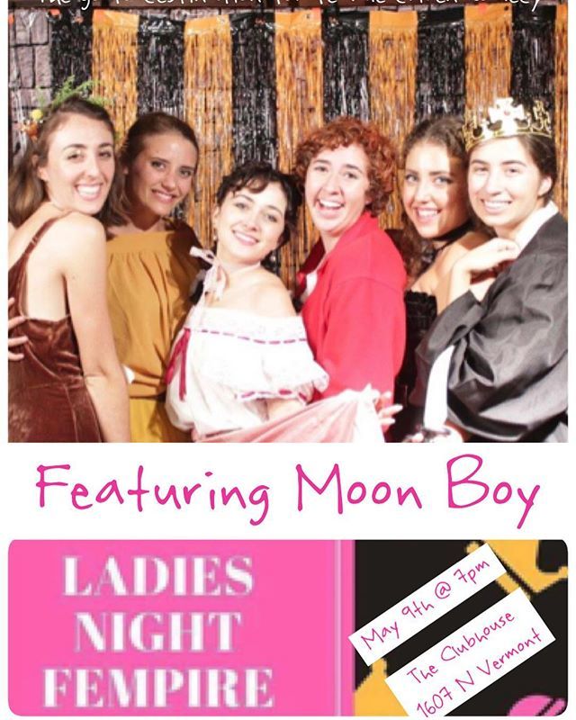 LadiesNightFem's tweet photo. We are excited to feature Moon Bay next Wednesday night, May 9th at 7pm for Ladies Night at The Clubhouse. It’s free to come and there is an all lady jam at the end of the show. We are the go to destination for female driven comedy. •
•
•
•
•
•
•… https://t.co/Erre6YYZUK https://t.co/ezp8xvs1Ng