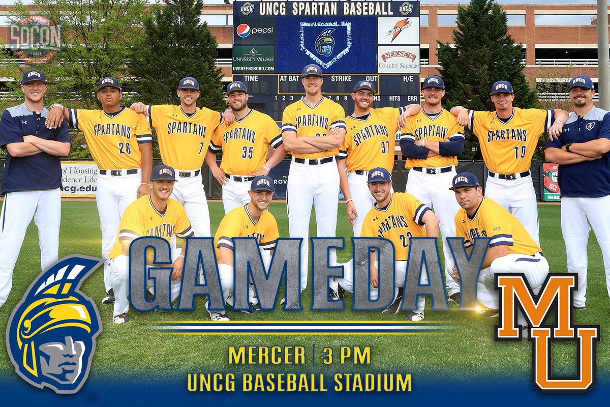 UNCGBaseball's tweet photo. GAMEDAY! We look to take the series from Mercer today on Senior Day! Come out early to celebrate our 13 seniors before we get today's game rolling

📍: UNCG Baseball Stadium
🕒: 3 pm
📊: https://t.co/6j25g4Cps0
💻: https://t.co/9tAMgELTjq

#letsgoG https://t.co/Ka9iR7UxS0