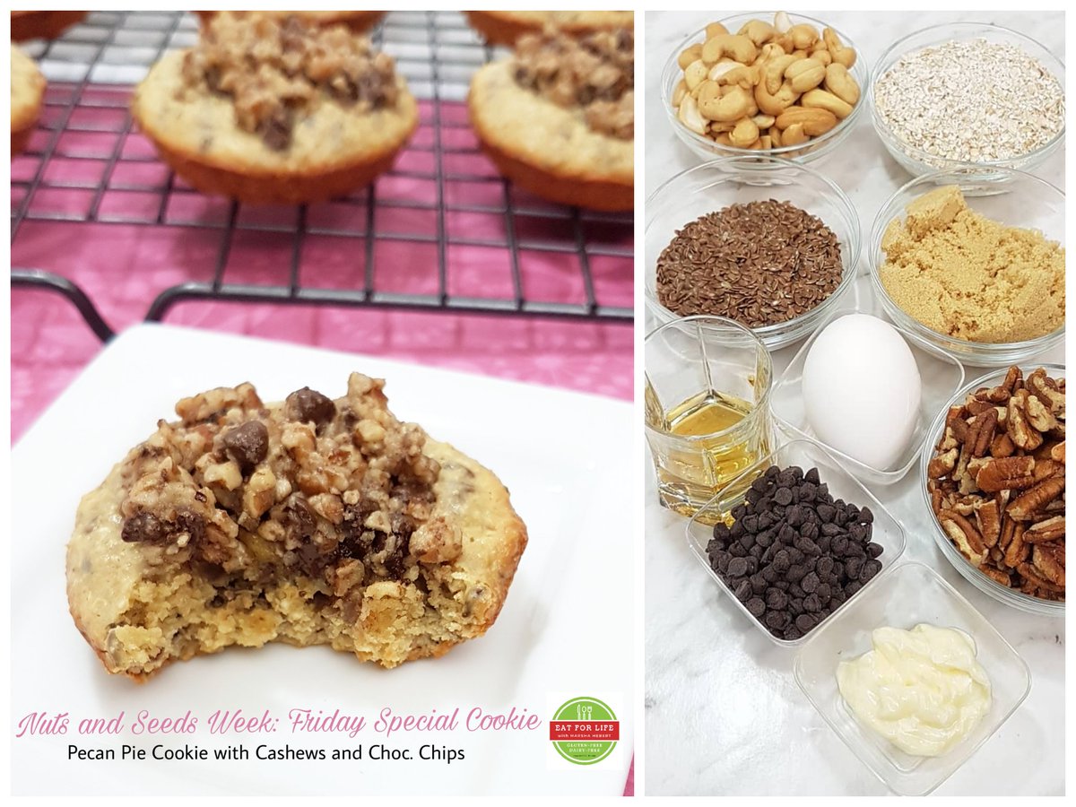 marsha_hebert's tweet photo. Nuts and Seeds Week: Friday Special Cookie - Pecan Pie Cookie with Cashews and Choc. Chips😊💕🤓😋 OMG! Vision and careful thinking how to create recipe! I AM A FREAKING BADASS!!!! 😍😎#cookies #eatforlife #healthyfood #badasschef #baking #nuts #seeds #lovefood #eat #snack #heal https://t.co/GfRehhFGfn