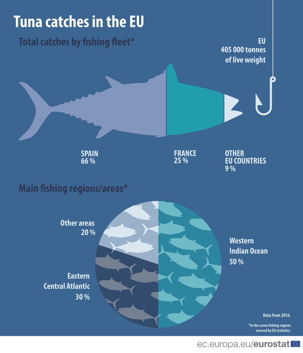 Spain & France account for almost all of the #tuna catch by #EU states. Half of that comes from the #WesternIndianOcean. EU wants 90% of the historical catch allocations over objections of coastal states @wiomsa @NCSecretariat @WanjohiK @commission_coi
ec.europa.eu/eurostat/web/p…