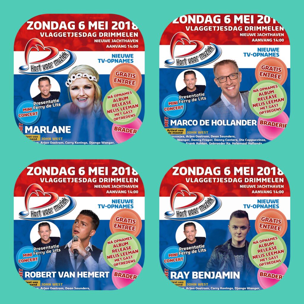 NelNel0's tweet image. Vanmiddag TV opnamen @hartvoormuziek in het zonnige Drimmelen “Vlaggetjesdag” met o.a.@Marlane3 @MarcodHollander #Robertvanhemert @Raybenjamin01  
Tot vanmiddag😎☀️