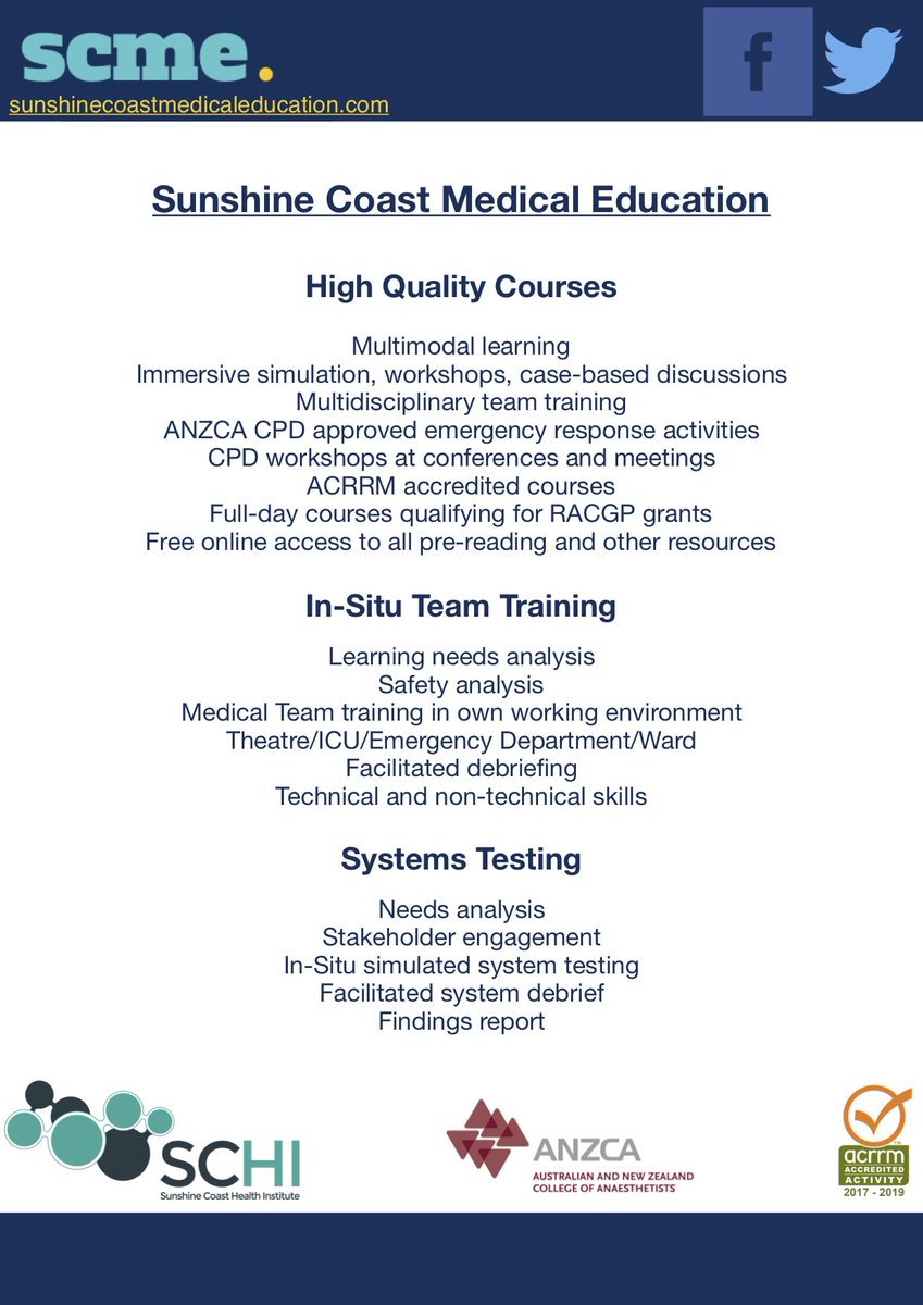 SunnyCoastMedEd's tweet photo. We have two days of courses in the rest of 2018-July 28th &amp; Nov 17th. Saying that courses is not all we do. Email us if you'd like more info #simulation #systemstesting #insitutraining #learningneedsanalysis #simforsafety #patientsafety https://t.co/qlKOVLali4