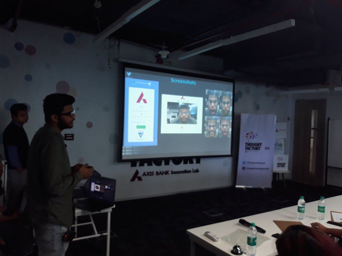 TFInnovationLab's tweet image. Team Yojak explains how they perform liveliness detection for face authentication. #DevHack2018