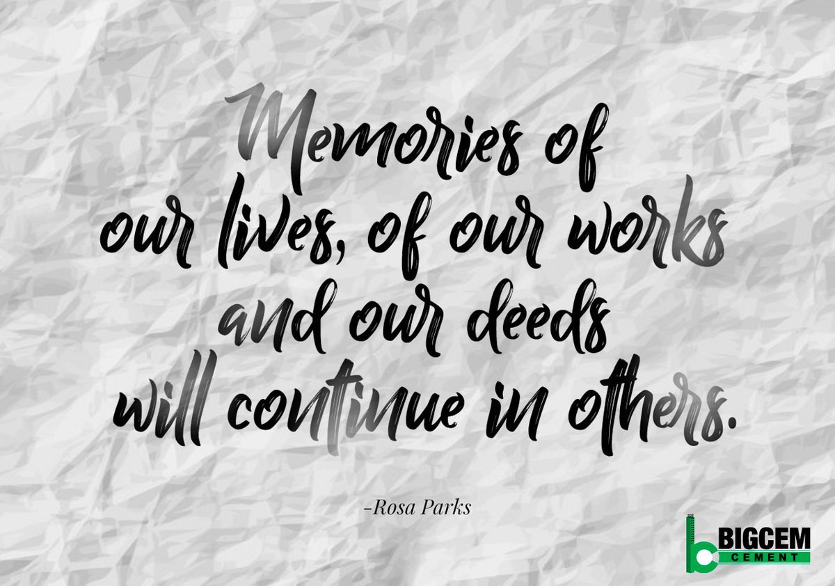BigCementIndia's tweet photo. Memories of our lives,of our works and our deeds will continue in others.-Rosa Parks
@BigCementIndia #Cement #construction https://t.co/LPLqxJ40LR https://t.co/zDU61zXKxH