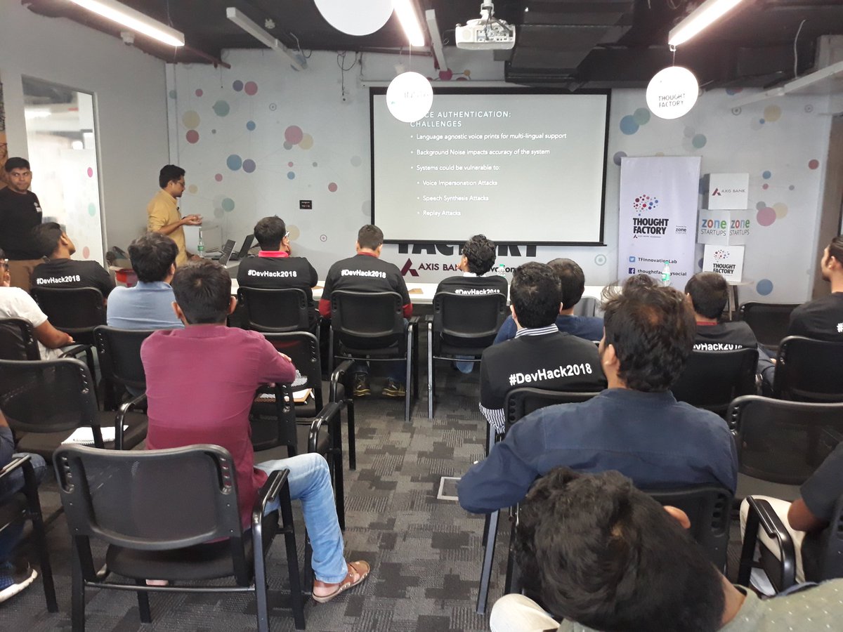 TFInnovationLab's tweet image. Seernet is our next team with a voice authentication solution at #DevHack2018