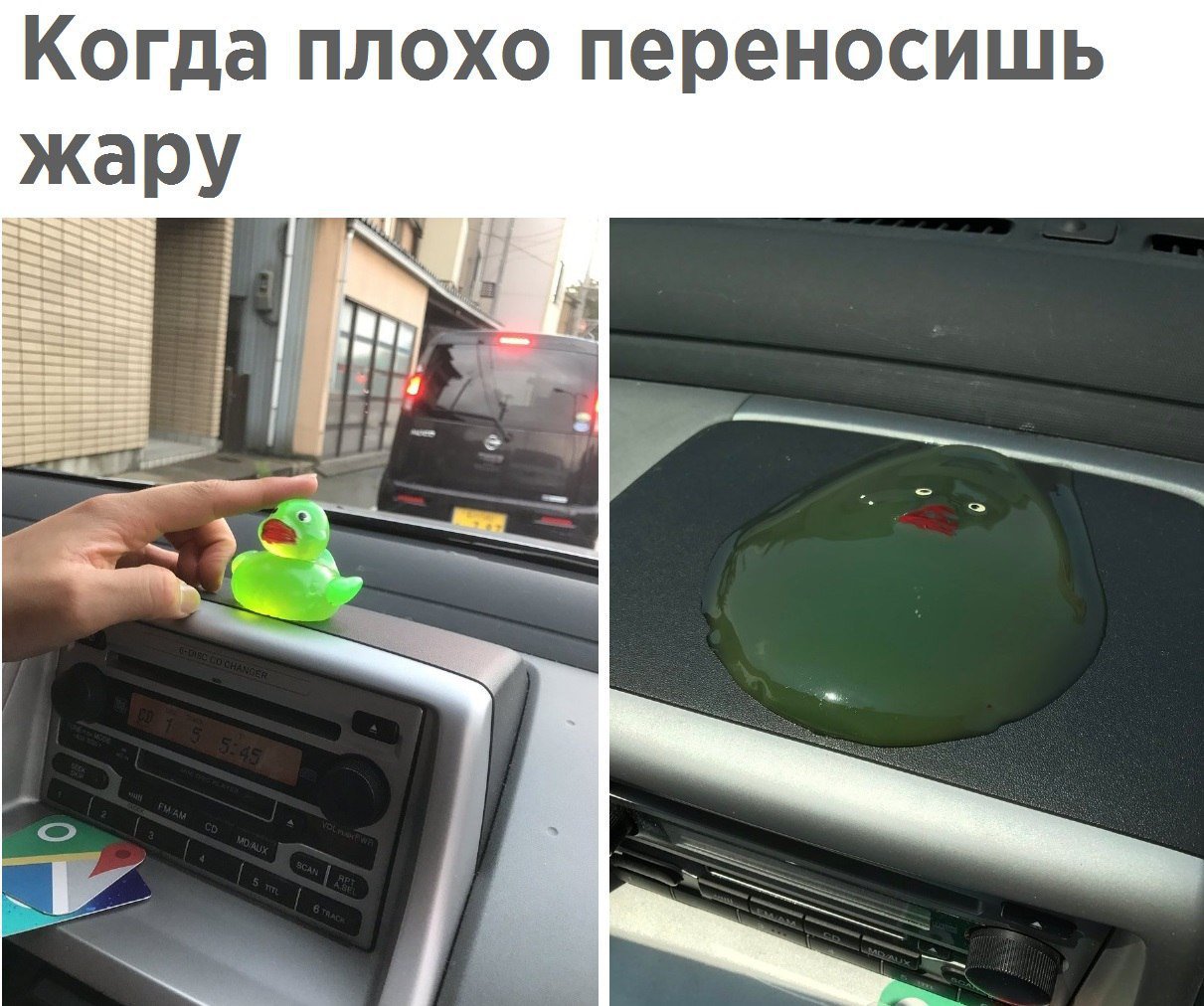 Уточка расплавилась в машине