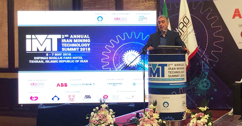 IranMineTech's tweet photo. 2nd Annual Iran Mining Technology Summit: Dr. Ardeshir Saad Mohammadi, Deputy of IMIDRO Mines and Mining Industries Development, Iran Zinc Production Company delivering the keynote on DAY 1 in Tehran, Iran #mining #technology #IranMineTech https://t.co/um6qwtpZDu