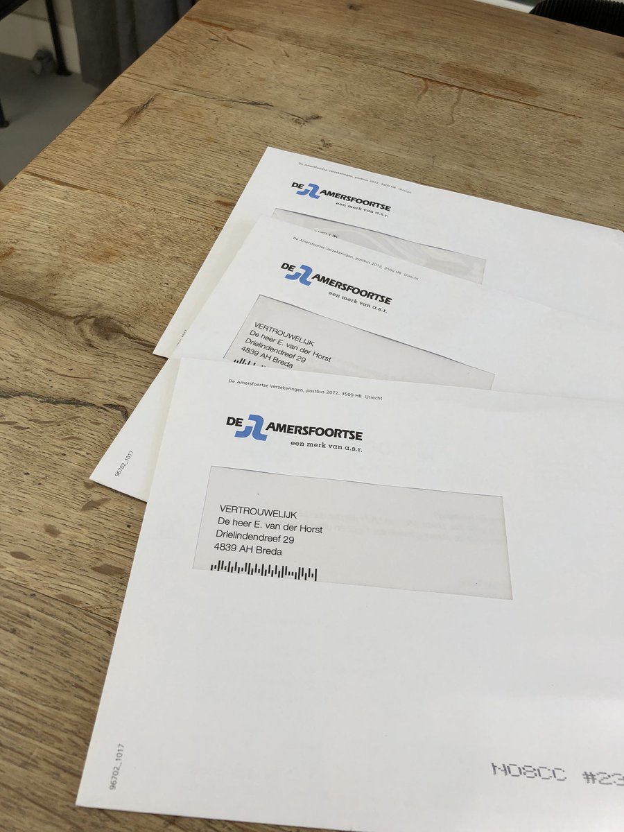Eric_vd_Horst's tweet photo. 3 papieren mails op 1 dag, zelfde onderwerp ontvangen! Fijn dat die verzekeringsbedrijven nog steeds in de vorige eeuw leven, anders wordt het wel heel erg stil op de deurmat... https://t.co/FchMRXcOVD
