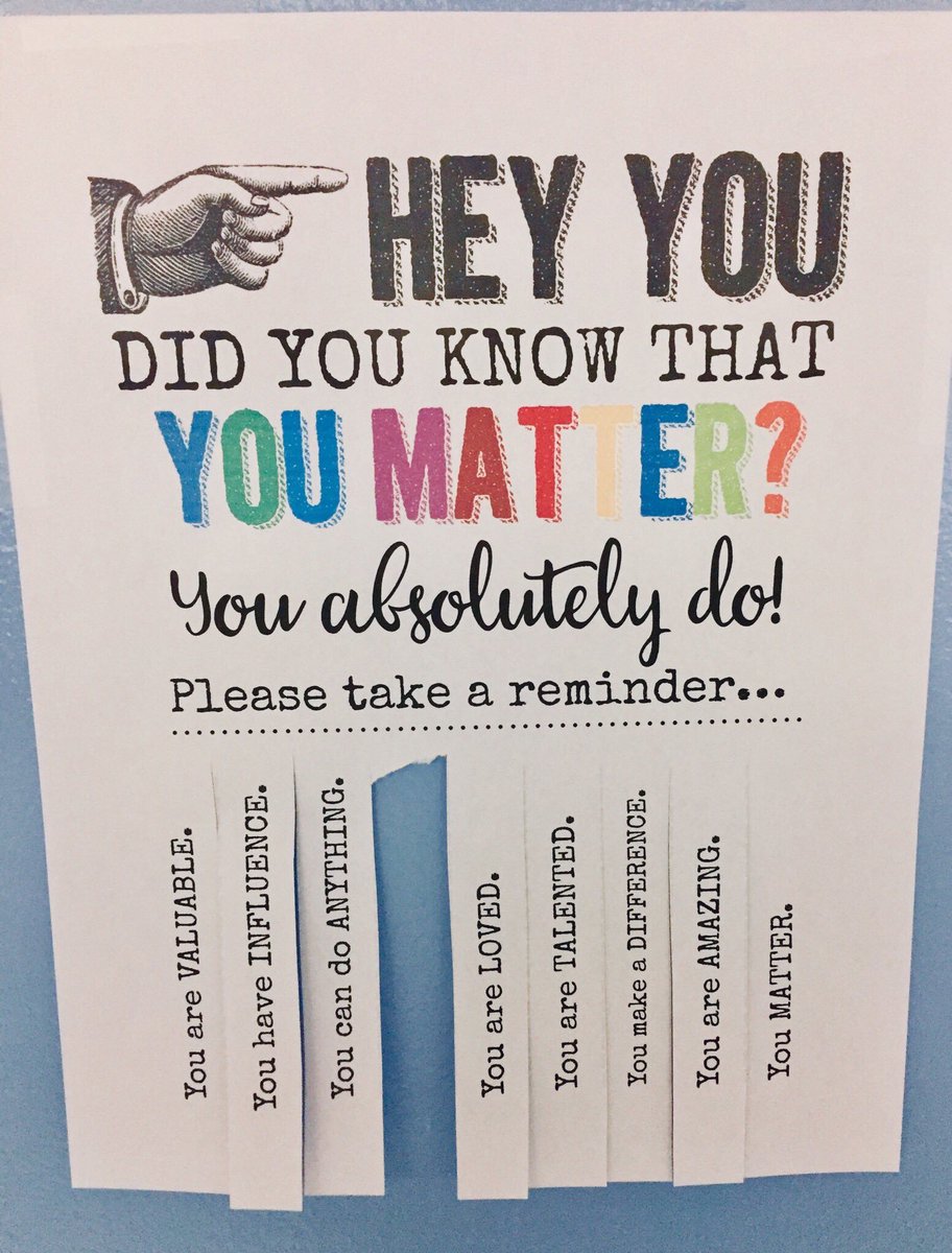 kristawelz's tweet photo. I posted this inside my Media Center &amp; on its door. #YouMatter #WeAllMatter ❤️

Glad the students are taking the little reminders #tlchat #sunchat #njed #ssl2018 https://t.co/nEdj1Agvl7