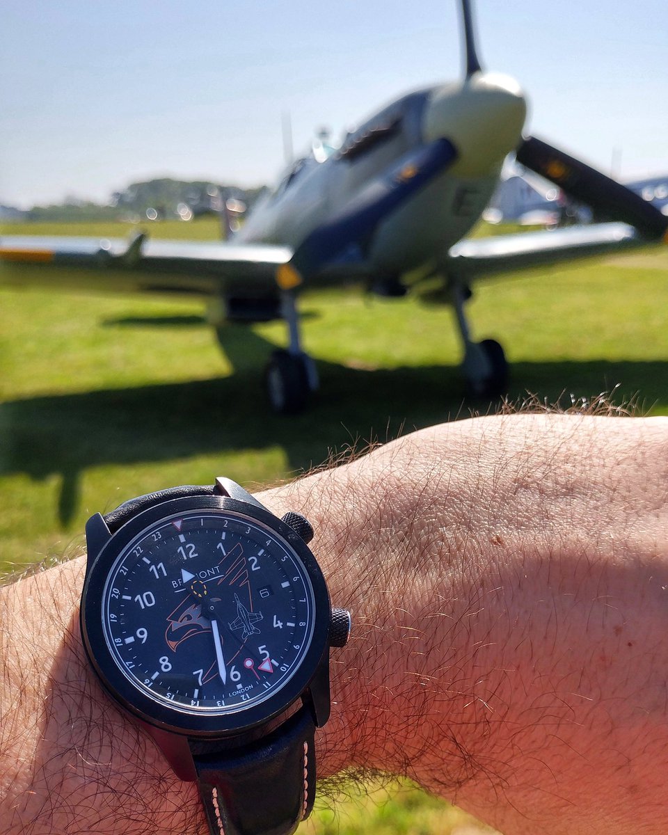 Beautiful snap on a beautiful day of the @Bremont MBIII military edition for members of VFA-137 at Shuttleworth’s Season Premier at Old Warden Aerodrome. #VFA137 #Kestrels #MBIII #Shuttleworth #OldWarden