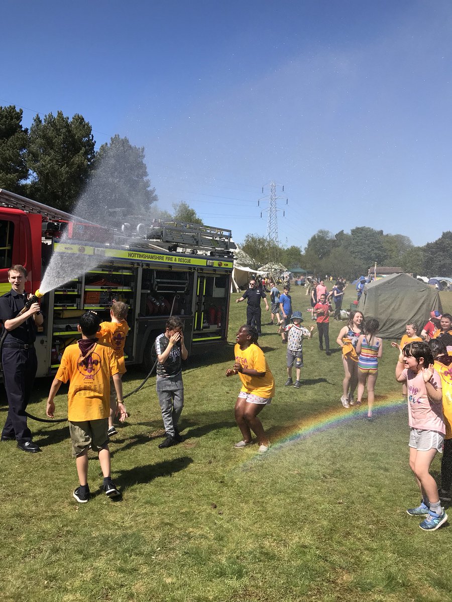 Amber subcamp already up and running :) thanks to notts fire and rescue :) #megamoot #cooldown #fire -Ben