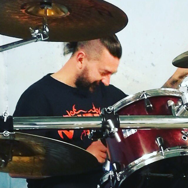 Merichane1's tweet photo. Happy Birthday to our master of sticks!!! Here’s wishing our awesome drummer a smashing day 🤘 #merichane #metalbirthday #cake&amp;cans #brypugh https://t.co/zFYZ3S5Bu0