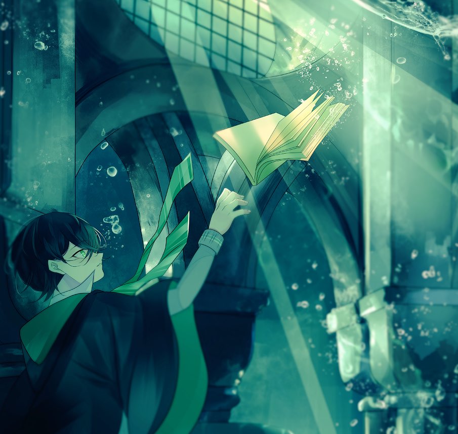 夾 Na Twitteru スリザリンの談話室レギュラス 水中絵が好きだから談話室も水没させてみた 全体はイラスト本に収録予定です 出来れば