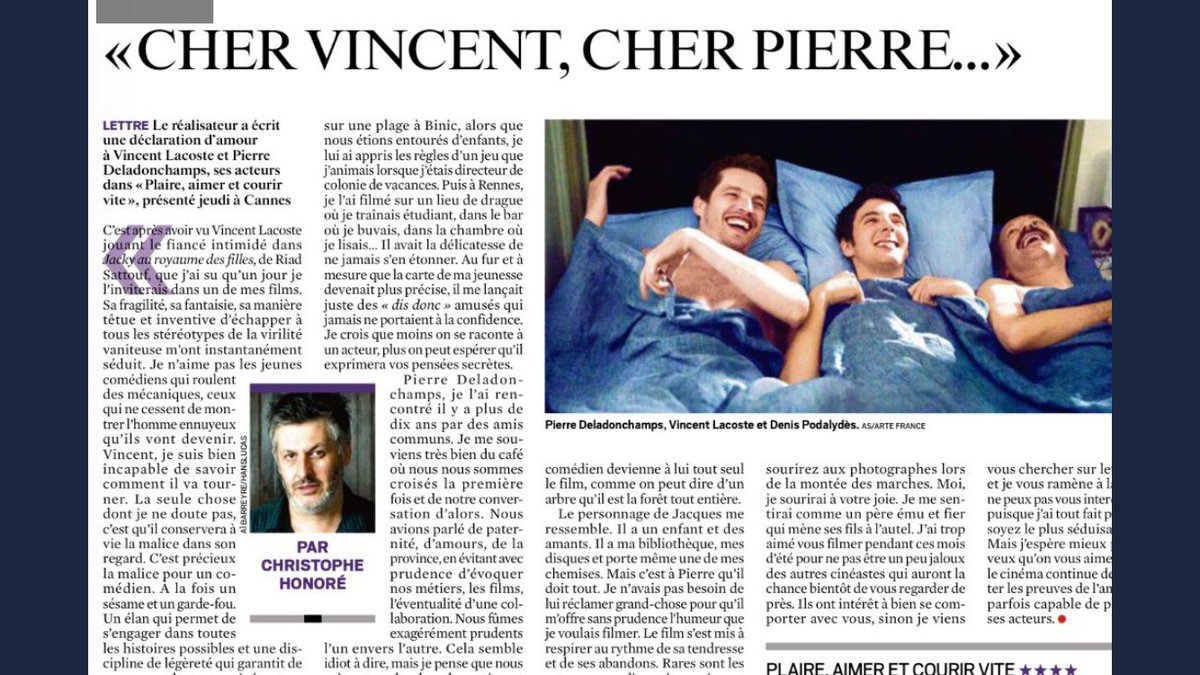 ChHonore's tweet photo. Le jour où Plaire, Aimer et Courir Vite commence sa vie de journaux https://t.co/aLv32fBHrj