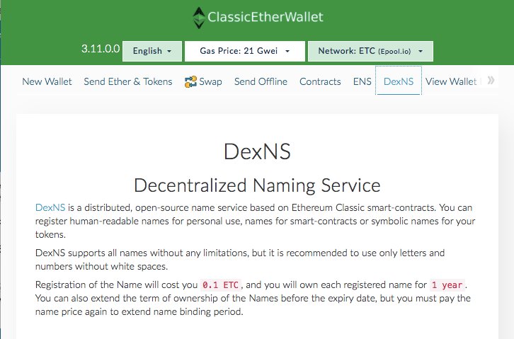 ClassicIsComing's tweet photo. DexNS: Decentralized Cross-Chain Naming Service
Register Human Readable Names! i.e. email, social accounts
- any length
- any characters
Available on https://t.co/iOFHnQPglD
#DexNS #CEW #ENS #EthereumClassic #ClassicIsComing https://t.co/W2xTJ5Etas