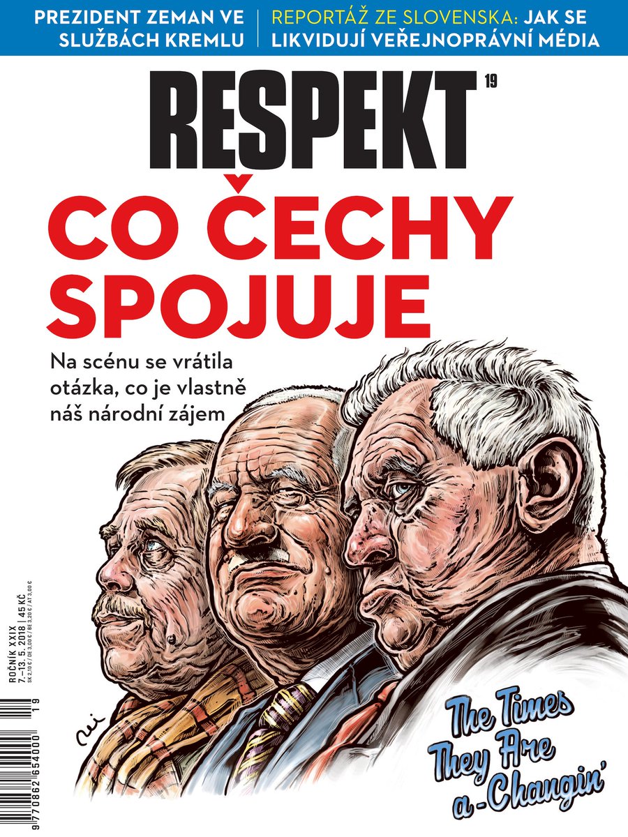 RESPEKT_CZ's tweet photo. Respekt 19: Co Čechy spojuje • Kdo stojí za Aeronetem • Jak se likvidují slovenská veřejnoprávní média • Proč máme pořád rádi Máchův Máj • Poslední vzkaz od TGM • Rozhovor s https://t.co/1yOQQEDTCDředulou • Proč Avengers lámou rekordy https://t.co/6929kd3EZj 🇨🇿 https://t.co/8lGyYf4dsN