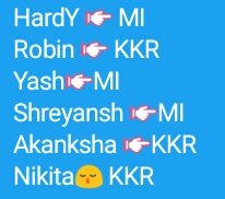 Akshay_Brigade's tweet photo. #IPLPREDICTIONGAME
#IPL2018 KKR ๐ MI GAME 37 https://t.co/URjcJdaqGF