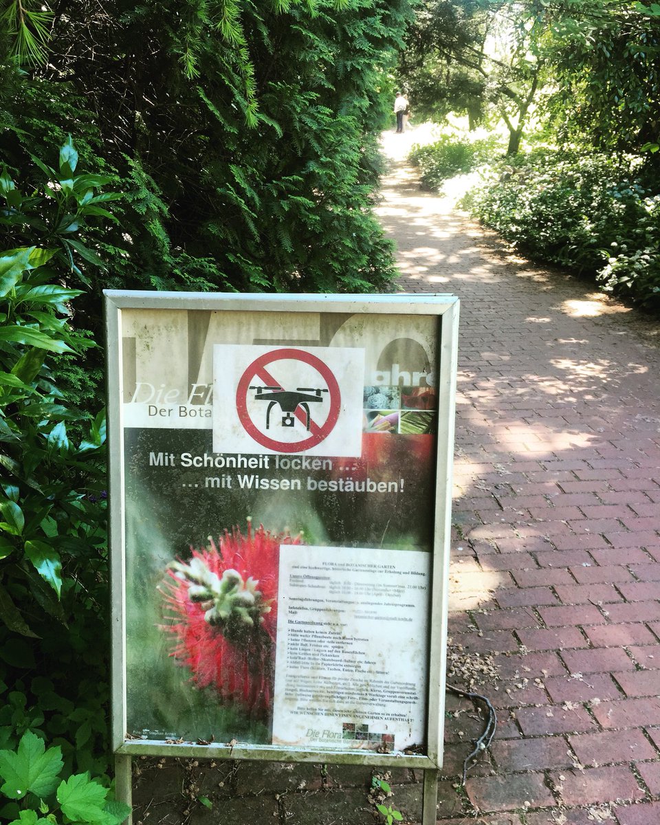 Die Zukunft hat bekommen....  #werfliegtfliegtraus #zukunft #flora #köln #cologne #drohne #drohnenfotografie #future #siencefiction #verboten #warnschild #park  #keinefotosbitte #flugverkehr