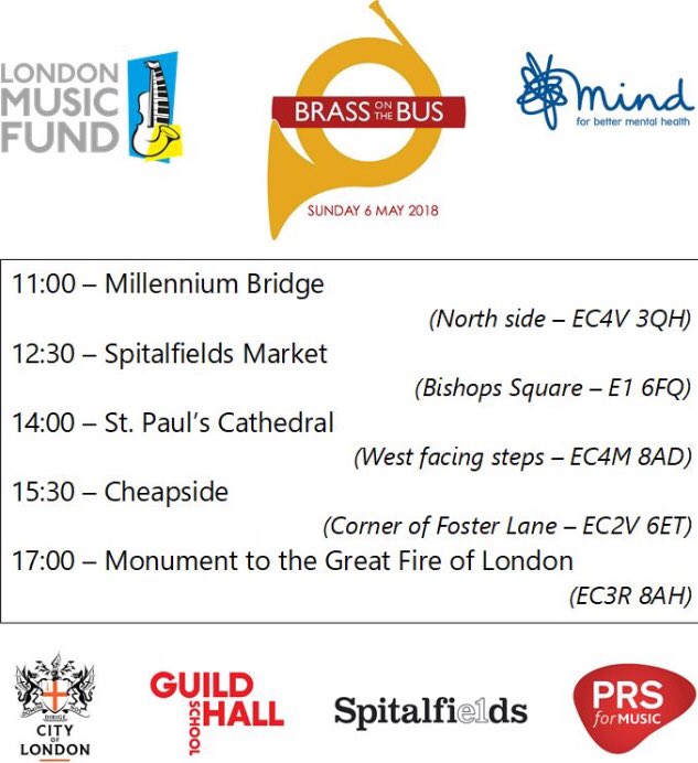 If you are in #London today, make sure you hail the
<a href="/brassonthebus/">#BrassontheBus</a> people.
Fine music for a fine cause.
Here’s the itin.
#pleaseRT :)