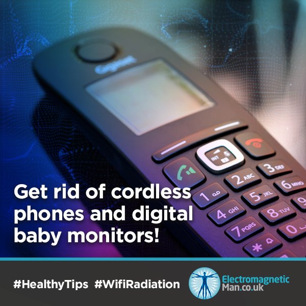 ElectroMag_Man's tweet photo. #HealthyTips - Get rid of cordless phones as they emit #EMF's when not even in use! Also, digital baby monitors give off higher frequencies than the old corded ones! #EMF #WifiRadiation #BabyMonitor https://t.co/SdpIw2nC6E