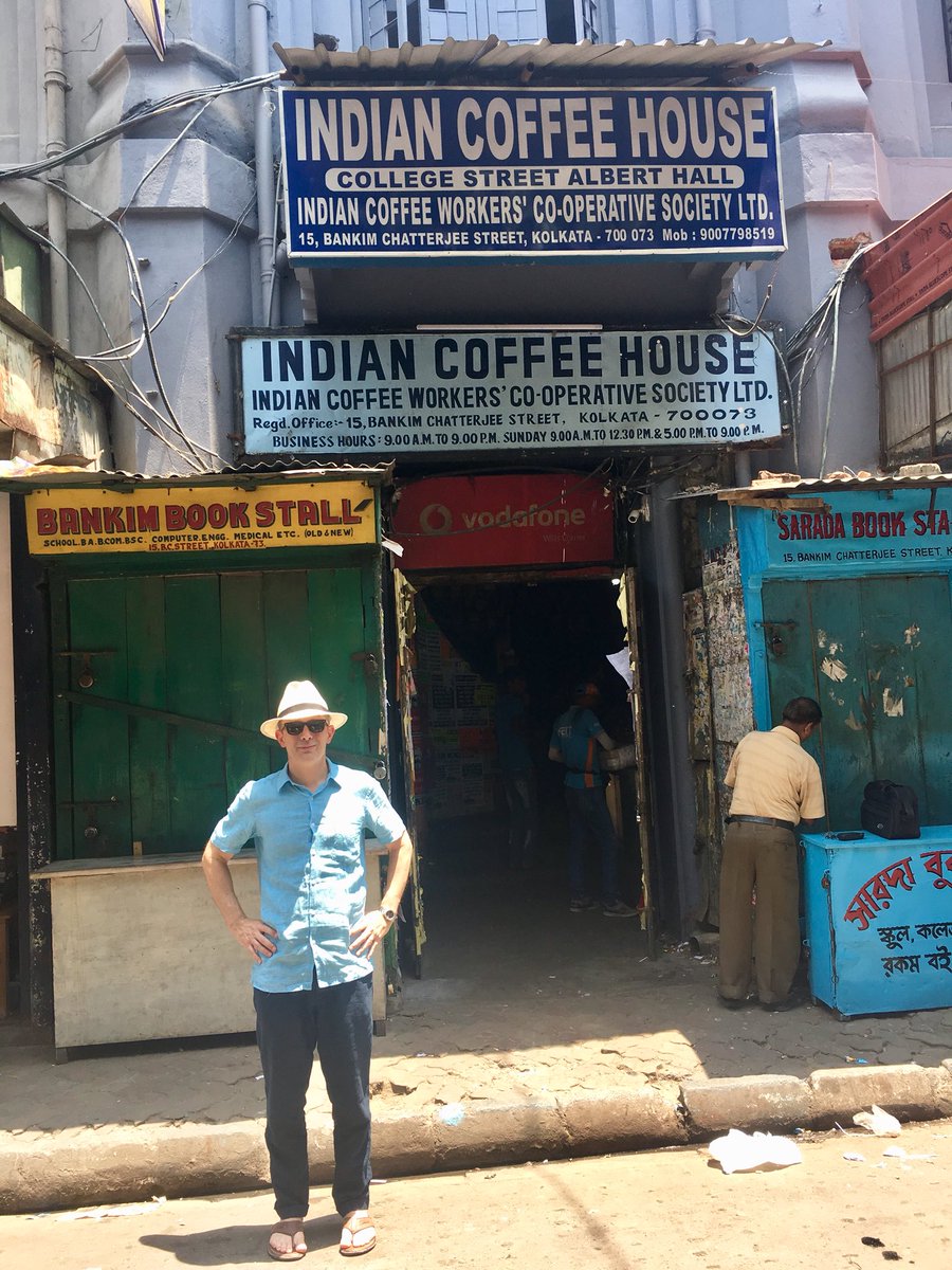 DiploMomMumbai's tweet photo. #DiploDad at his spiritual home. Indian Coffee House on College Street in #Kolkata. #IncredibleIndia https://t.co/ipHeKvvbMx