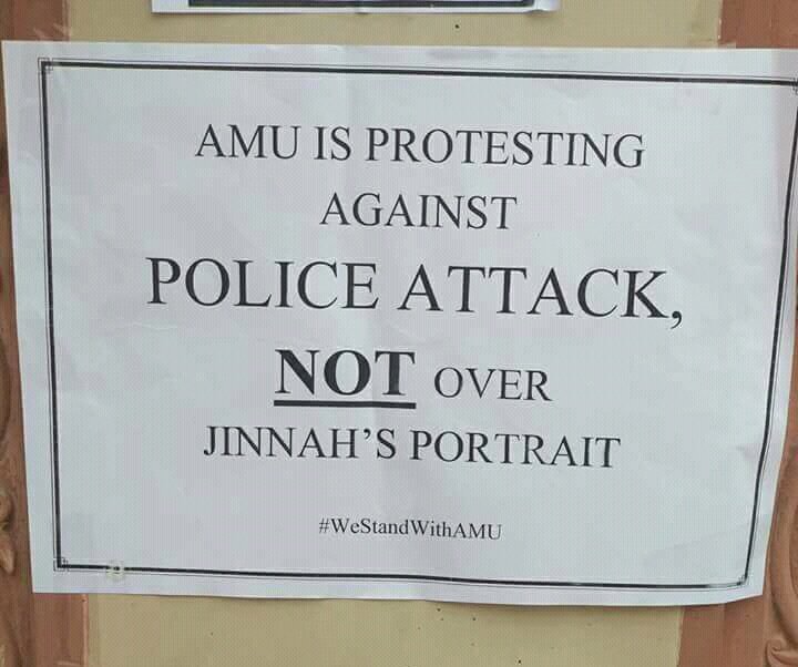 drbadman007's tweet photo. AMU is protesting Against #Police_Attack , Not Over Jinnah's Portrait.

#WeStandWithAMU 
#StandWithAMU 
#AligarhMuslimUniversity 
#AMUProtests https://t.co/dEMWVguRnz