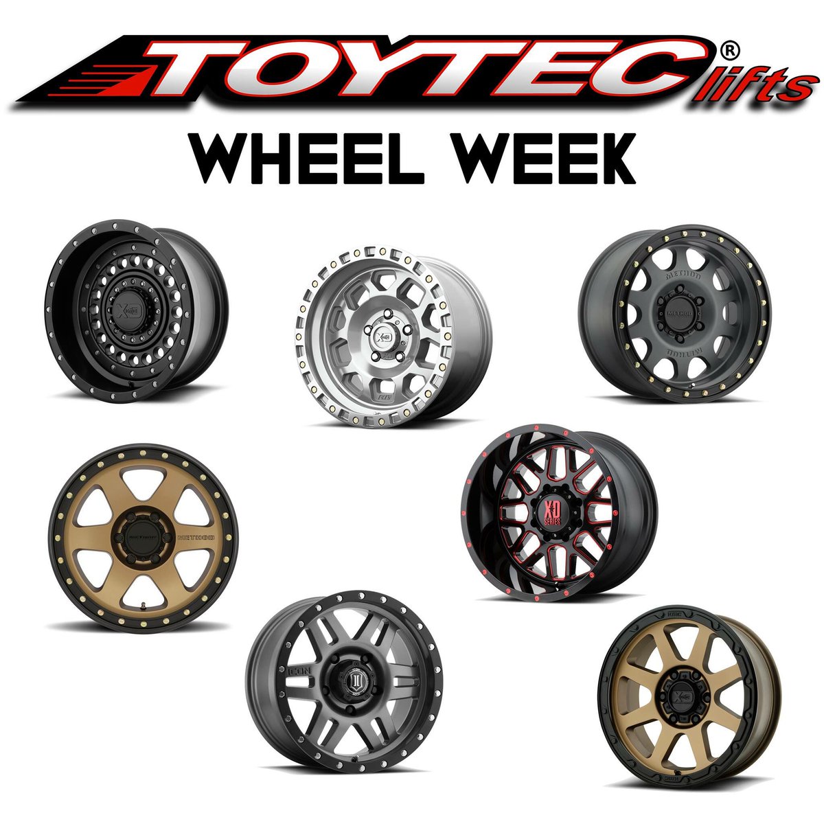 ToyTecLifts's tweet image. This upcoming week is #Wheelweek here at Toytec!! Showcasing different wheel options that we have to offer! 

Keep an eye out!!!