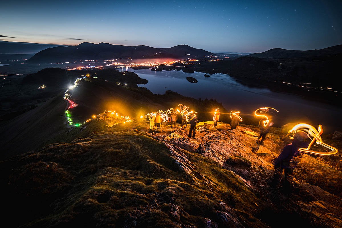 groughmag's tweet photo. Lakeland mountain illuminated as 700 walkers take to Cat Bells https://t.co/CaIVg08UAN https://t.co/PZUgKr5u2b