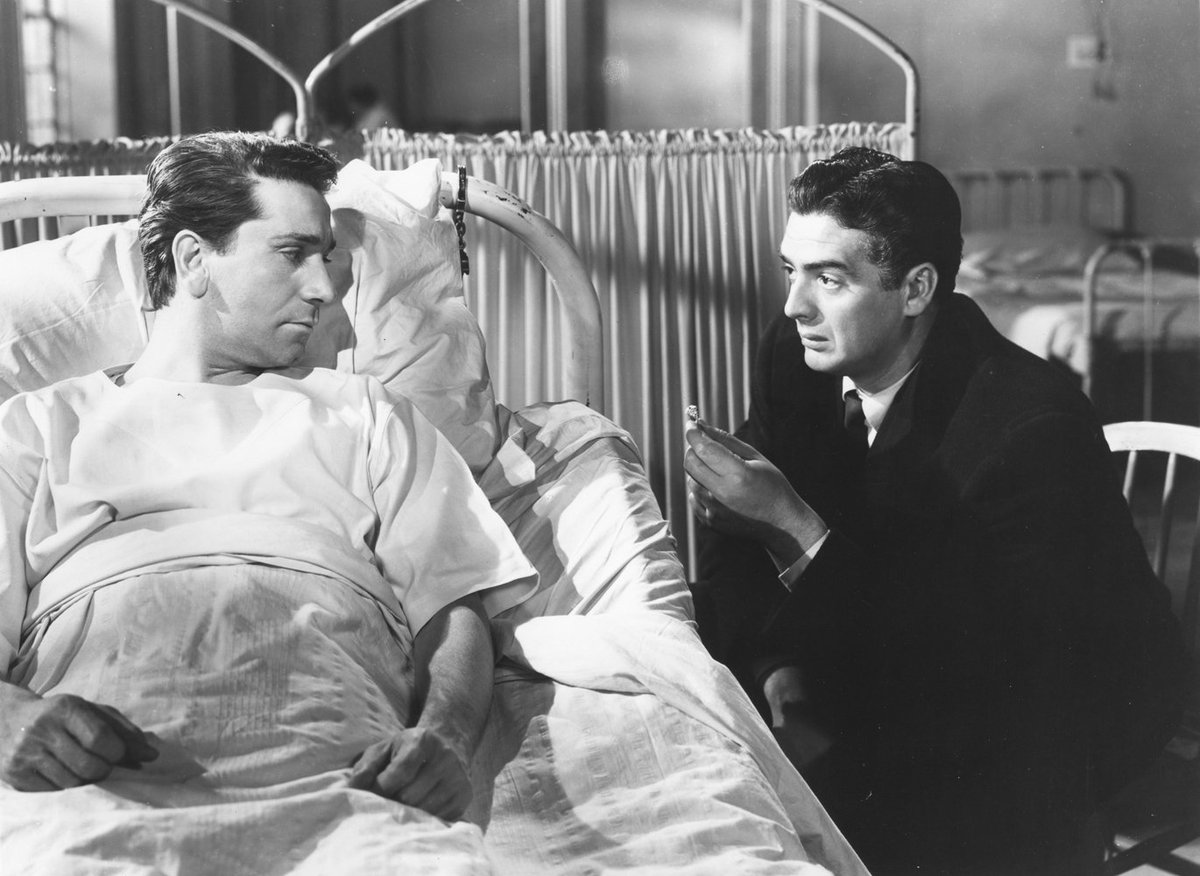 nitrateshow's tweet photo. Blood, sweat, and tears glistened from @MoMAFilm's nitrate print of CRY OF THE CITY. Siodmak turns a hospital, city streets, and a church into a near-mythical background for the confrontation between charismatic gangster and righteous lawman. #nitrateshow2018 https://t.co/effbaGm54t
