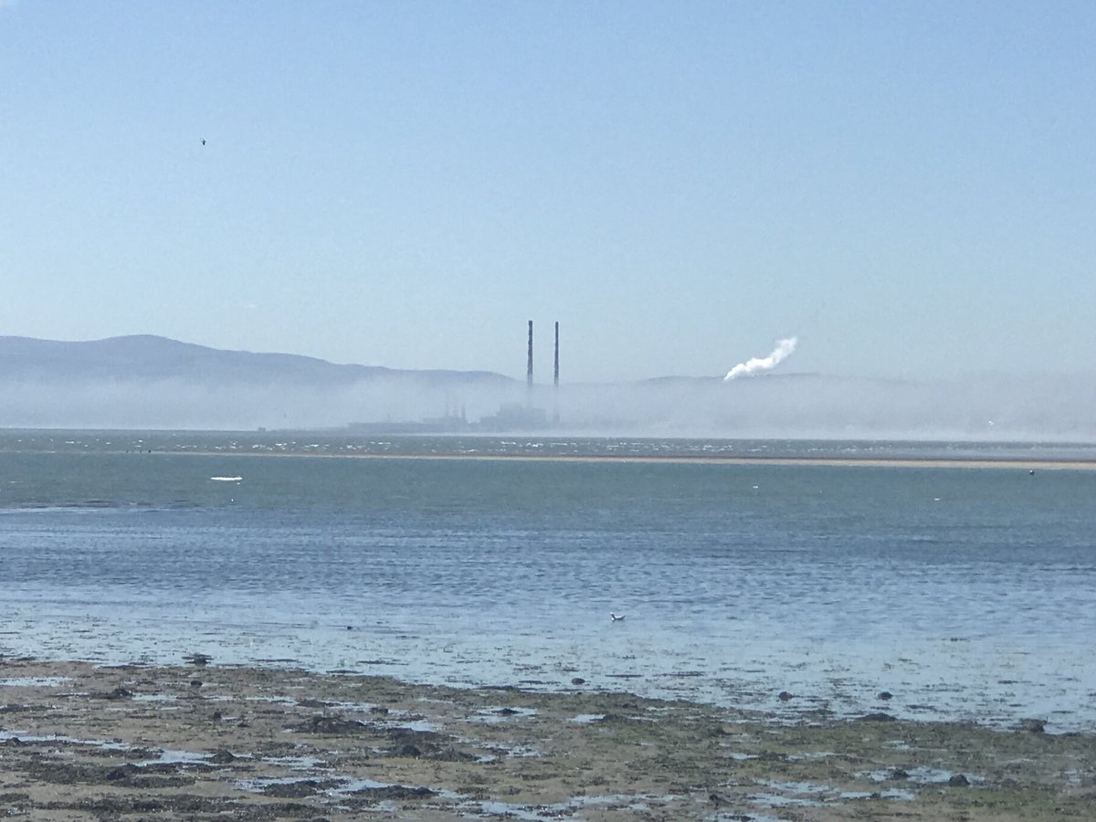 GarPBrown's tweet photo. The Pigeon House through the mist from Sutton on a beautiful day @LovinDublin @Paulhughesgee #HolyGee as the smoke leaves the incinerator like a Micky ! https://t.co/SDcAmYlQkB