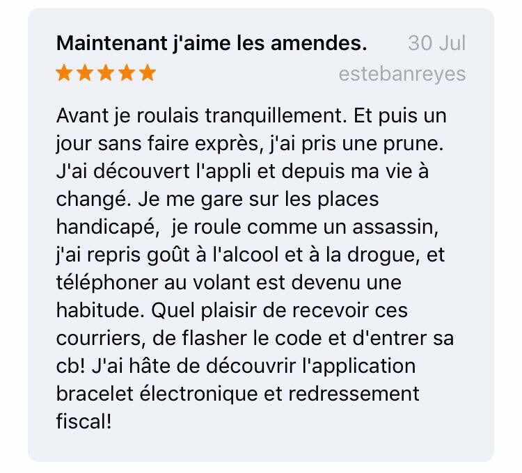 legeekcestchic's tweet photo. Les commentaires sur l'application Amendes.gouv sont magiques ! 😂😂 https://t.co/KrXHVEfJCR