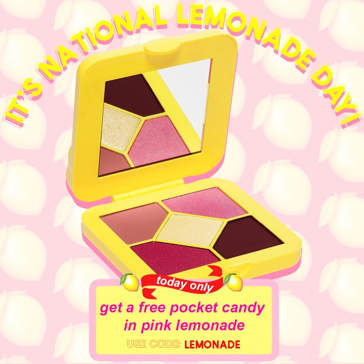 limecrime's tweet photo. HAPPY NATIONAL LEMONADE DAY π Today only - get a free PINK LEMONADE #PocketCandy with any US order over $70 USD at https://t.co/L82fcTZ6My - use code LEMONADE at checkout! π
We will also be donating today to https://t.co/cvTeCERBnb! https://t.co/fyiPtGPdTk
