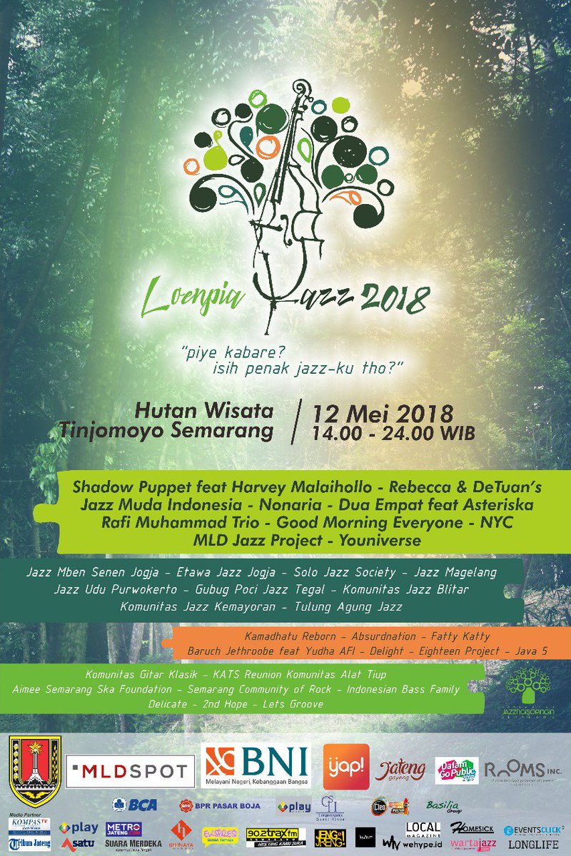 see you there with university in diversity theme!!
don't care if you black or white, handsome or beautiful, square or round, mountain or sea
we come for one reason!! 
get our soul dance!!
.
#loenpiajazz2018 #LJ2018 #loenpiajazz

#musicfestival #jazzevent #musiksemarang #eventjazz