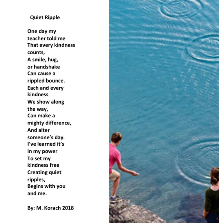 Creating quiet ripples begins with you and me! Every #kindness counts! #StarfishClub #RippleEffect #BeKindEdu #ChooseKind #KindnessUnleashed #MasteryChat #ThePepperEffect #igniteyourSHINE 
<a href="/MichelleAbel7/">Michelle Abel</a> <a href="/DiAbernathy/">Diane Abernathy</a> <a href="/smgaillard/">Sean Gaillard</a> @jeffreykubiak <a href="/griffinpoetry/">Griffin Poetry Prize</a> <a href="/Supt_Jordan/">Travis Jordan</a>