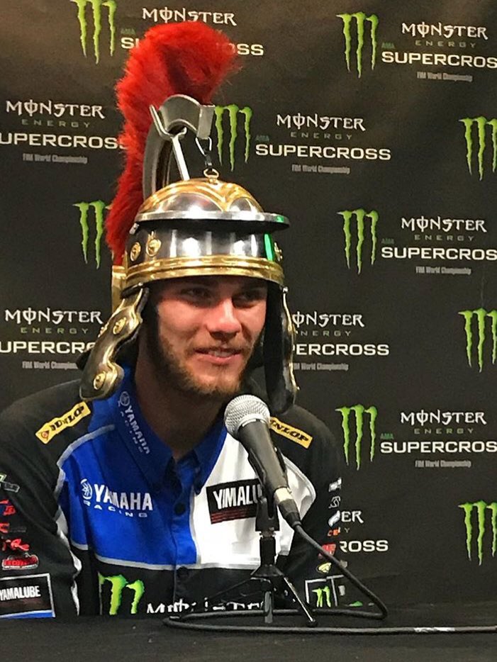 CamReimers21's tweet photo. If this is how you show up to the championship press conference, I’m a fan. #outstandable https://t.co/5qJG3dDmmN