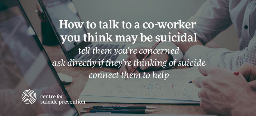 cspyyc's tweet image. Interested in how suicide impacts the workplace, and how it can be prevented in that environment? We have a toolkit on the subject: buff.ly/2DbPqNO as well as a webinar, done in collaboration with @MHCC_: buff.ly/2KEjmaE