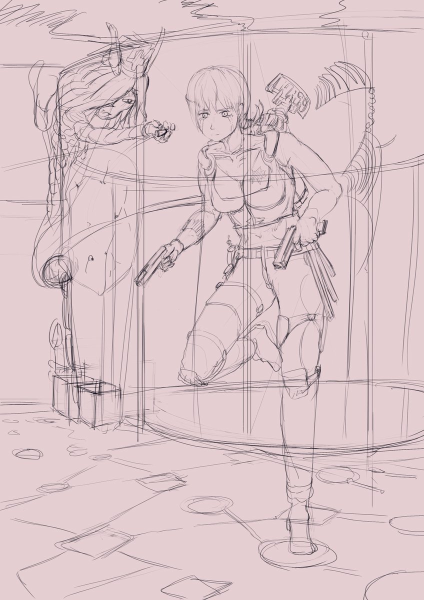 #ラフ #お絵かき #週末シリーズ

今回の兵隊キャラは「相棒と訓練」をテーマに描き進めていきます。
次回の目標 線画です。 