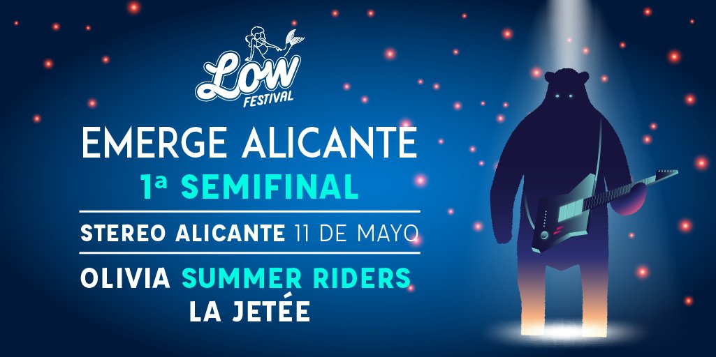 🎙 ¿Te vienes a la primera semifinal de #Emerge_Alicante en <a href="/StereoAlicante/">Stereo Alicante</a>? ⭐ <a href="/oliviarockband/">OLIVIA</a> + <a href="/LaJetweet/">la jetée 🇵🇸 @lajetee.bsky.social</a> + <a href="/SummerRiders/">Summer Riders</a>. 
¡Un jurado especializado elegirá el próximo 11 de mayo a un finalista! Entrada gratuita: facebook.com/events/1912520…