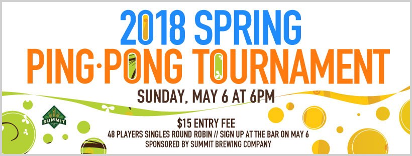 maxhop21's tweet photo. Tourney today! Be there early as there're only 48 spots. Kick of at 6pm sharp. Summit pints and Heggies pizza! Cheers #pingpong #tournament #spring #beer #pizza 🏓🍻🍕 https://t.co/fYp7tcinDs