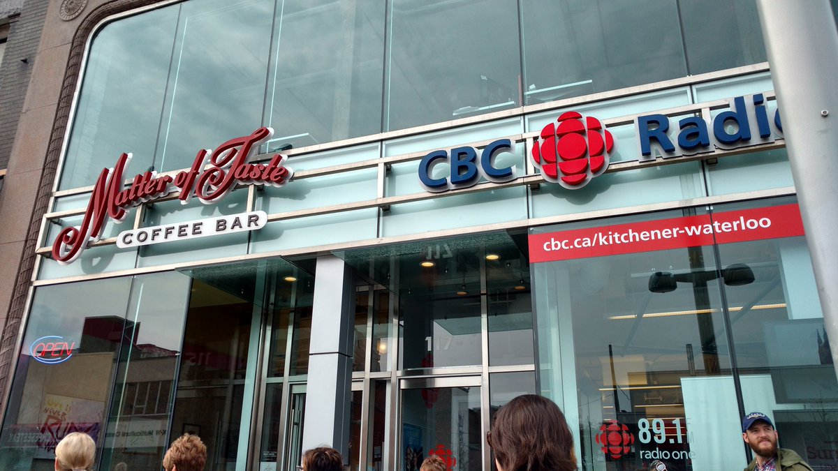 kriskdub's tweet photo. Matter of Taste opens at 7.30 a.m., handy for @CBCKW891 crew next door. Our guide @abeard07 recommends the raspberry chocolate drip flavoured coffee https://t.co/jUr3l0QvNv