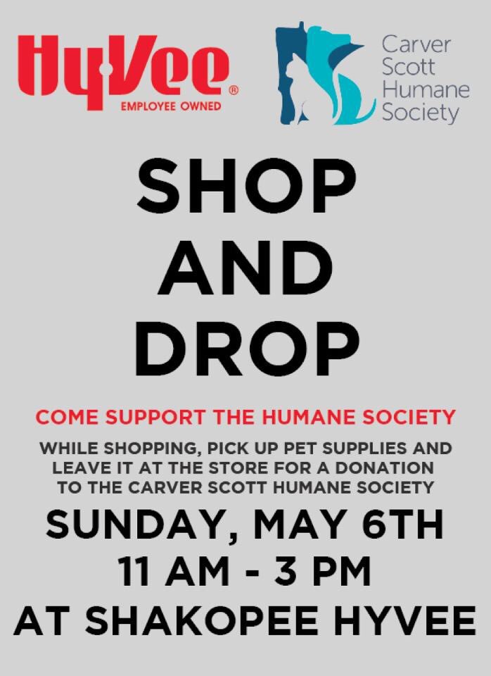 ShakopeeNHS's tweet image. Got no plans today? Well come and support NHS at Shakopee Hyvee as they support the Humane Society!