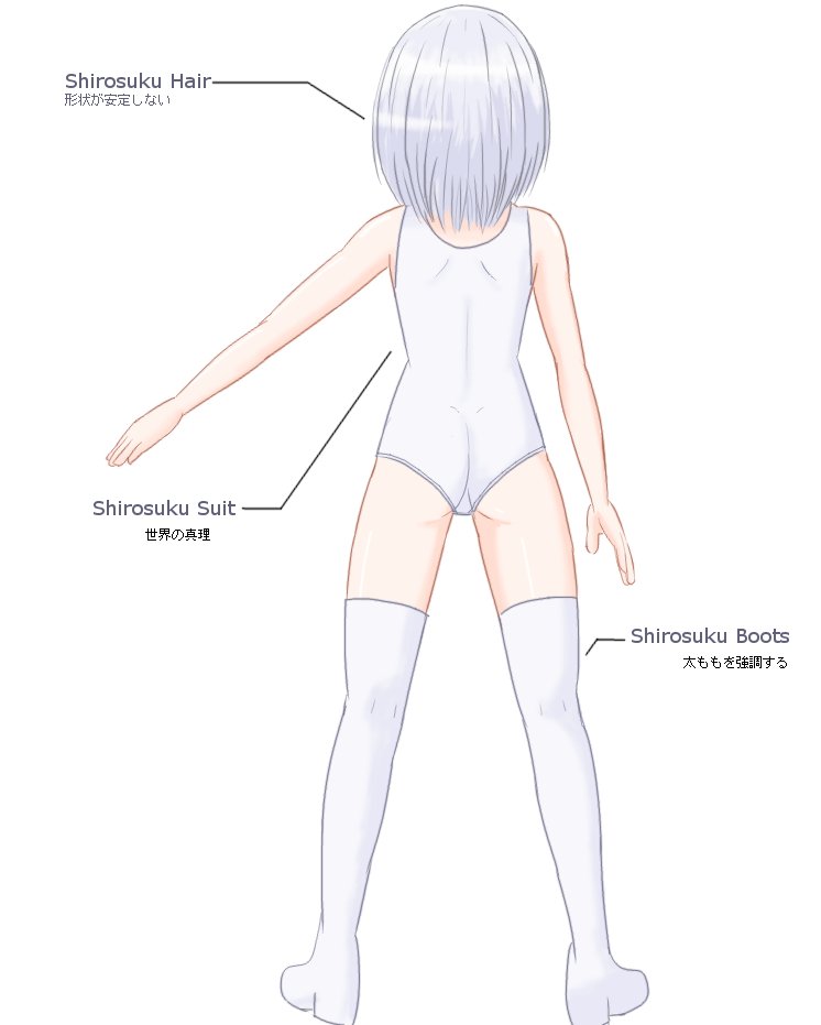 絵82号「白スクさん」
設定画とかでよく見るポーズ(後ろ姿)。
後ろからの髪や尻など地味に初経験が多かった。 