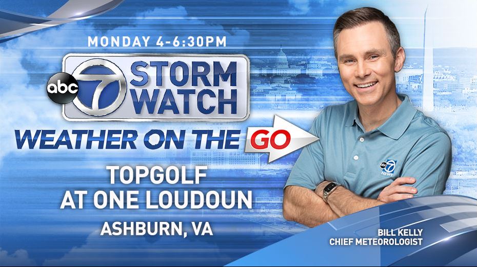 7NewsDC's tweet photo. Donβt miss @ABC7BillKellyβs #WeatherOnTheGo tomorrow from 4-6:30 PM on @ABC7News! Heβs bringing you the forecast from Topgolf so youβll know when to make your tee times! https://t.co/ZnuonbC97P
