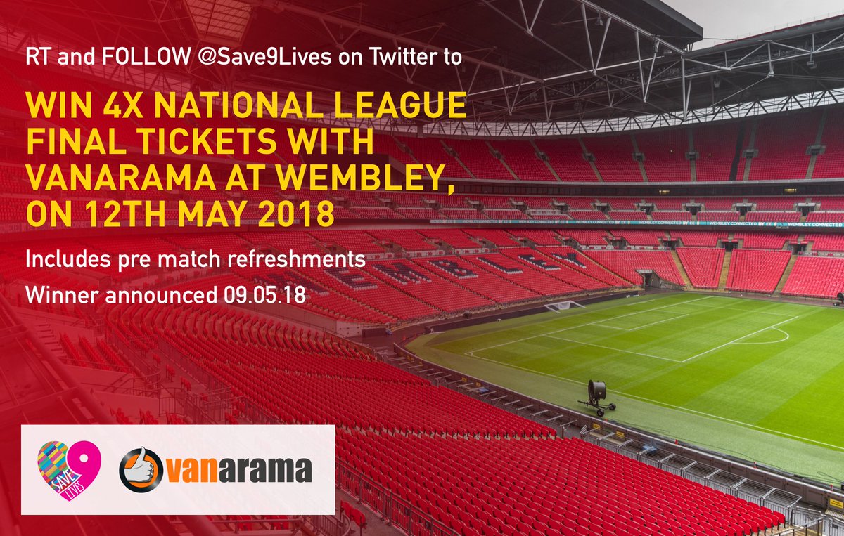 RT &amp; FLW for your chance to win 4 tickets to @TheNationalLge Promotion Final 2018, courtesy of our partners, @Vanarama. Ends 09.05.18.
