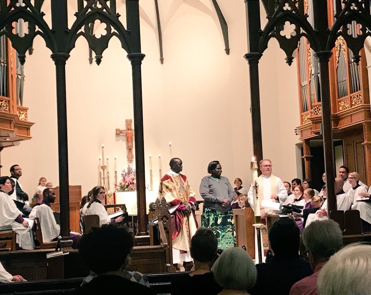 EliseShrock's tweet photo. Bishop Moses Anur Ayom of the Diocese of Antooch & Rebecca Koryom, head of the Mother’s Union in South Sudan are with us today at @CCCathedralIndy as we work to learn more and work with dioceses around the world. #EpiscopalIN https://t.co/YT675KtEJO
