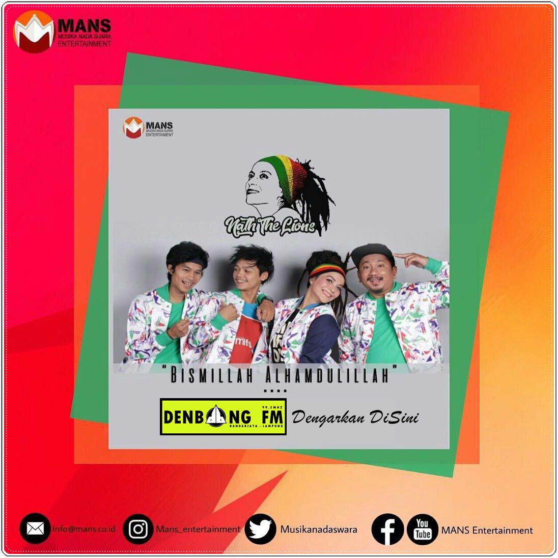 Denbang995FM's tweet photo. #RELIGI2018 Dengarkan Disini

#ViviArtika ~ Ya Habibal Qolbi || @MusikProAktif 
#Aleehya - Sholawat (Cover Jaran Goyang) || @alfa_records 
@NATH_THELIONS ~ Bismillah Alhamdulillah || @musikanadaswara
@Rob_Setiko~ Jalan Yang Terang || @AnB_Record @Robsetiko_music

MD: @KiaHarvesya https://t.co/4yUEBxksFA
