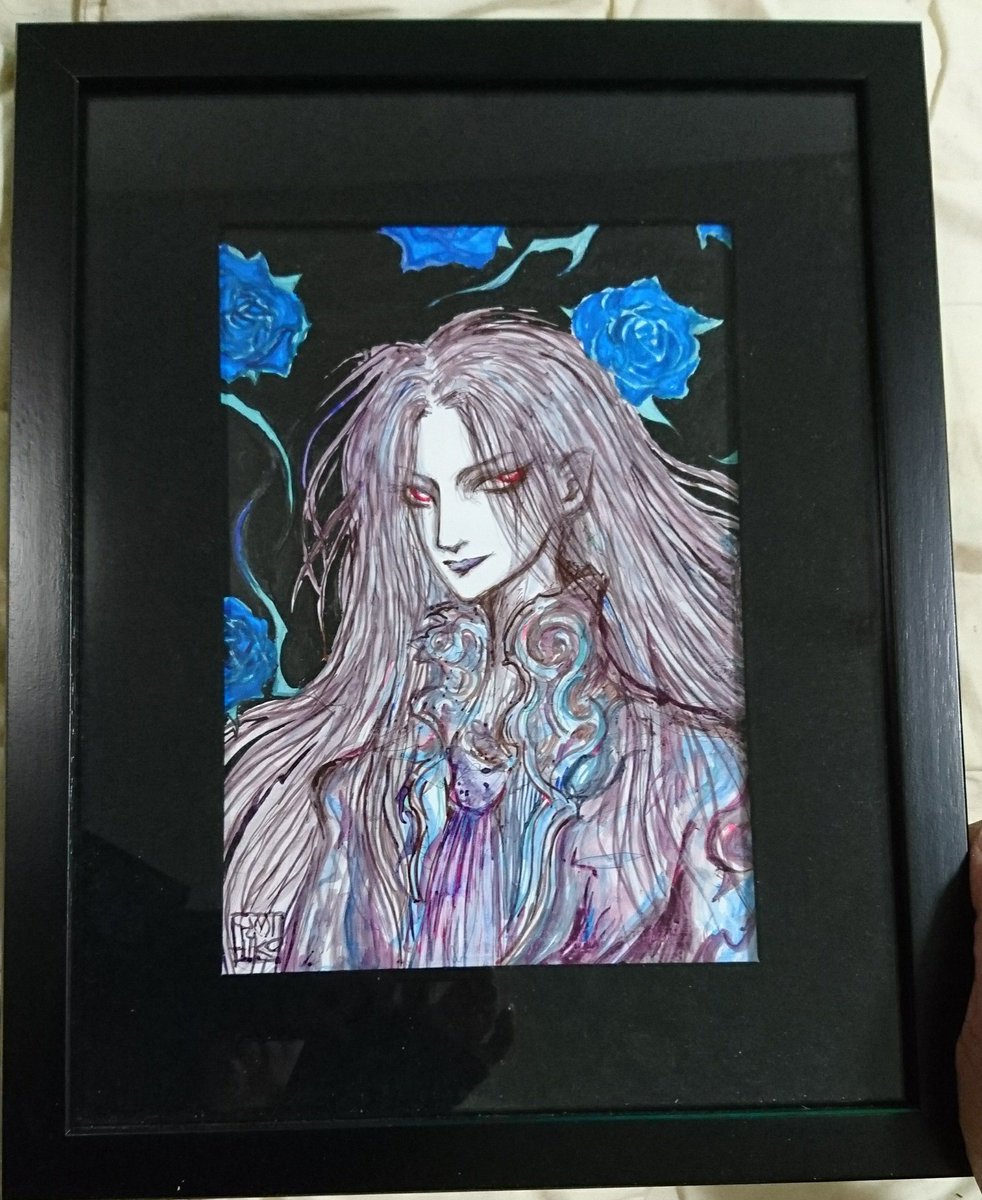 天野弓彦先生 裏表で描かれています。 アクリル板は一枚。 写真が下手