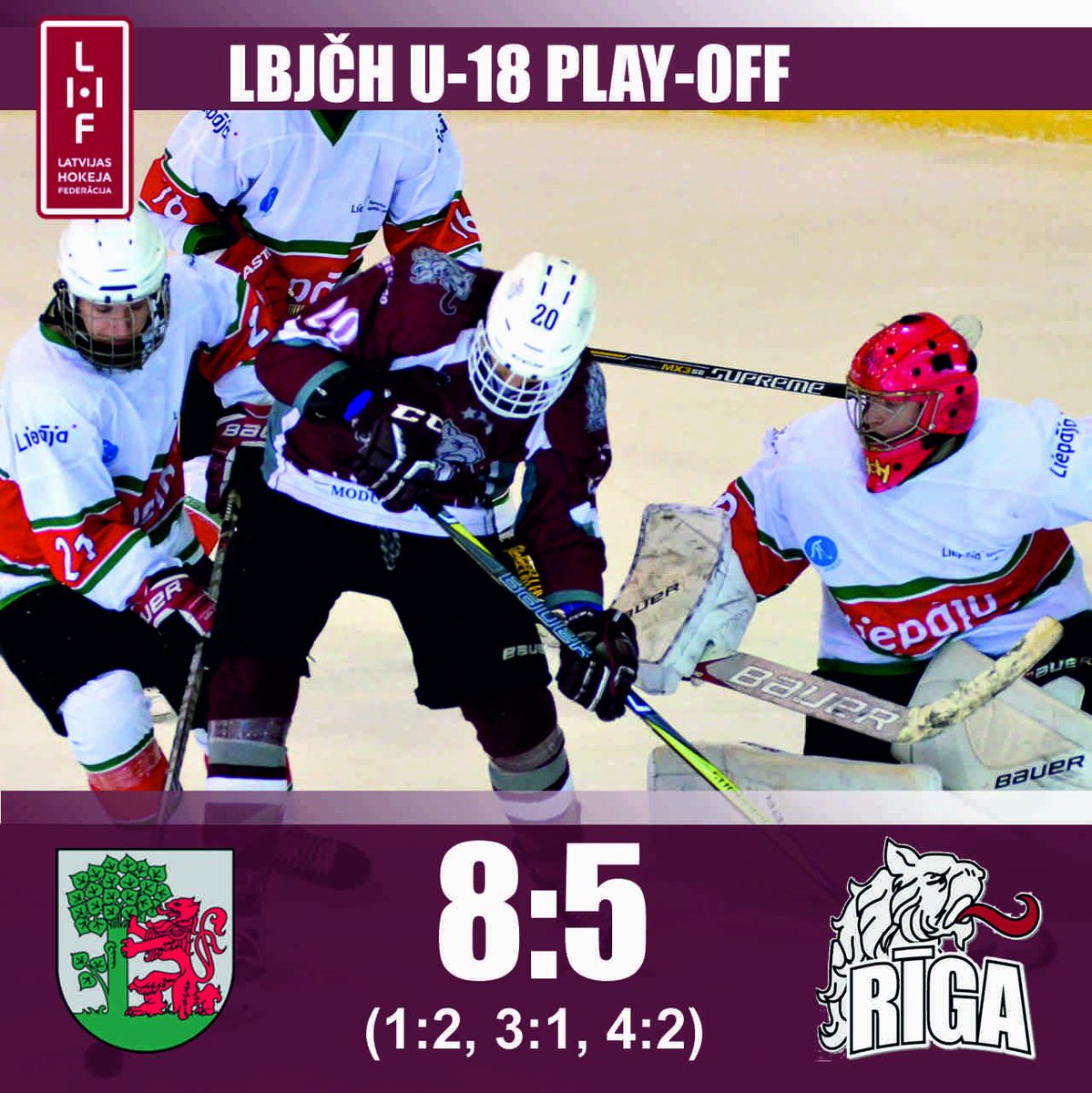 hsrigahockey's tweet photo. LBJČH U18 pusfināls: #hsriga2002 viesos ar 5:8 atzīst "Liepājas SSS" pārākumu, tādējādi izcīnot @lhf_lv bronzas godalgas! #hsriga #vienakomanda #lauvāsuzvarasspēks 
https://t.co/mN5c4PSBzi https://t.co/VqM3gicAtD