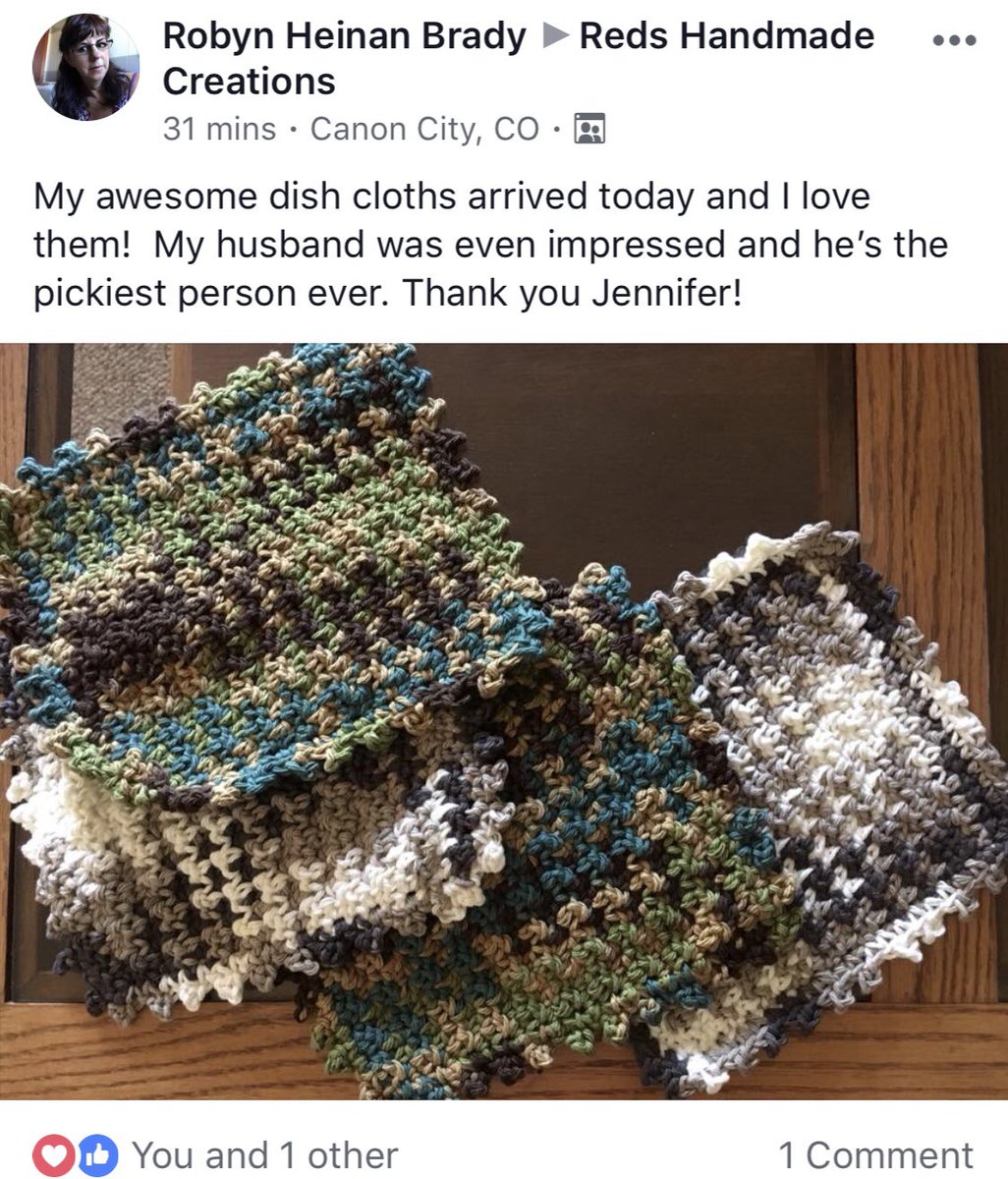 JScarabin's tweet photo. I love getting these kind of post. Knowing they happy with the purchase makes me happy. 😊😊😊Check out my fb Group... #crochet #crochetersofig #facebook #crochetismytherapy #crochetislife #crocheting #crocheted #dishcloth #earthy #happy #followme #share https://t.co/2JdE7Z4R4x